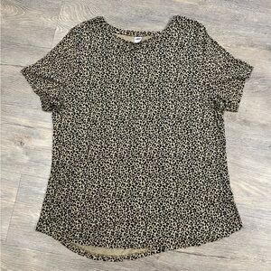 Old Navy Tan and Black Animal Print Ladies Top Size Large